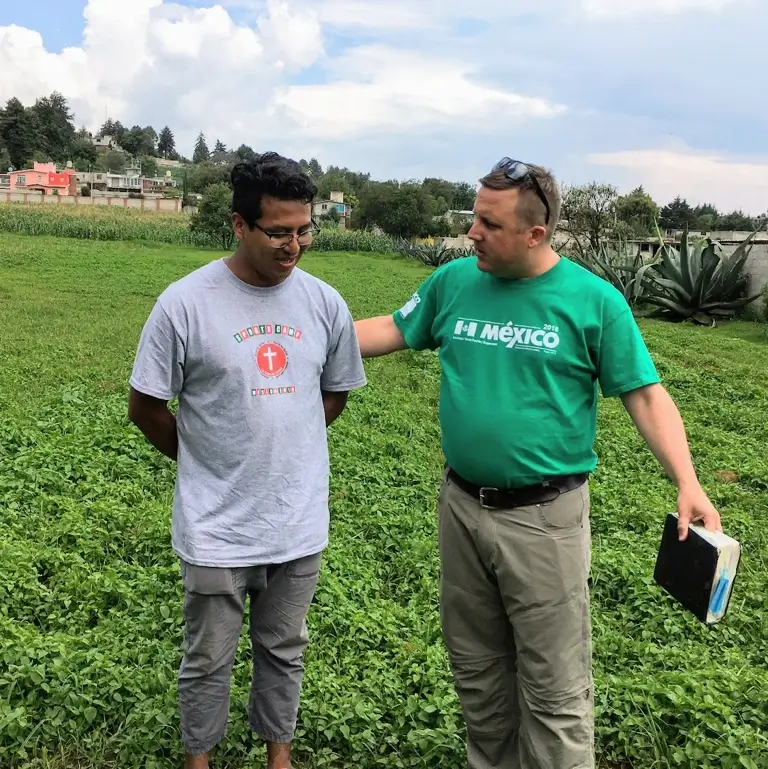 Pastor Matt with installing David. La Casa de Cristo Mission Trip to Central Mexico