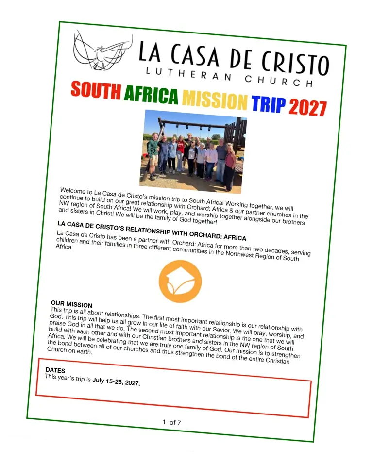 Join us on a Mission to South Africa on July 15-26, 2027-Trip Details